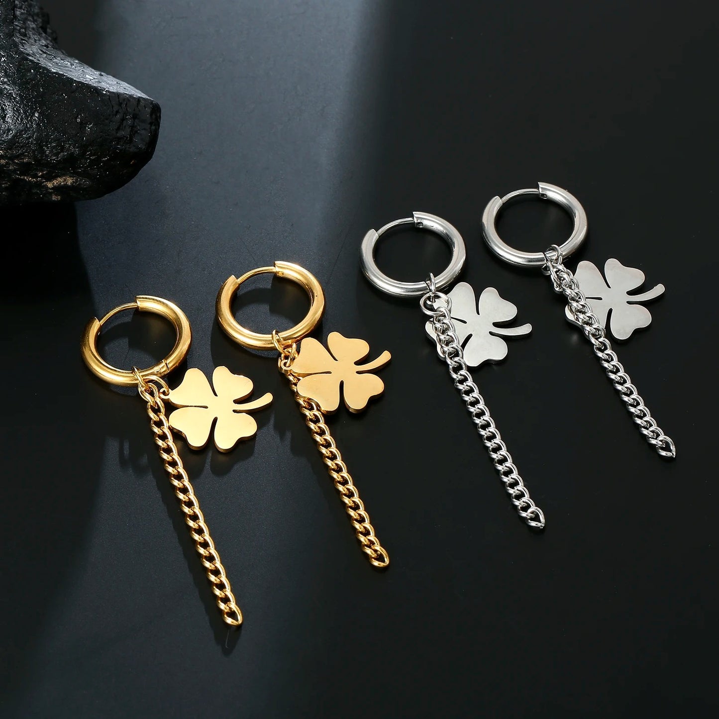 Sofia | Klaver Oorbellen met Ketting